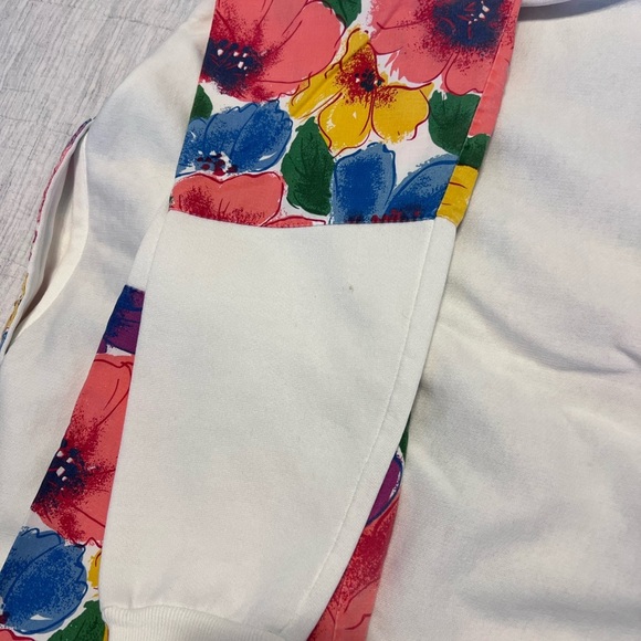 Vintage Jacqe White Floral Patchwork San Francisco Sweatshirt Medium - Picture 9 of 10